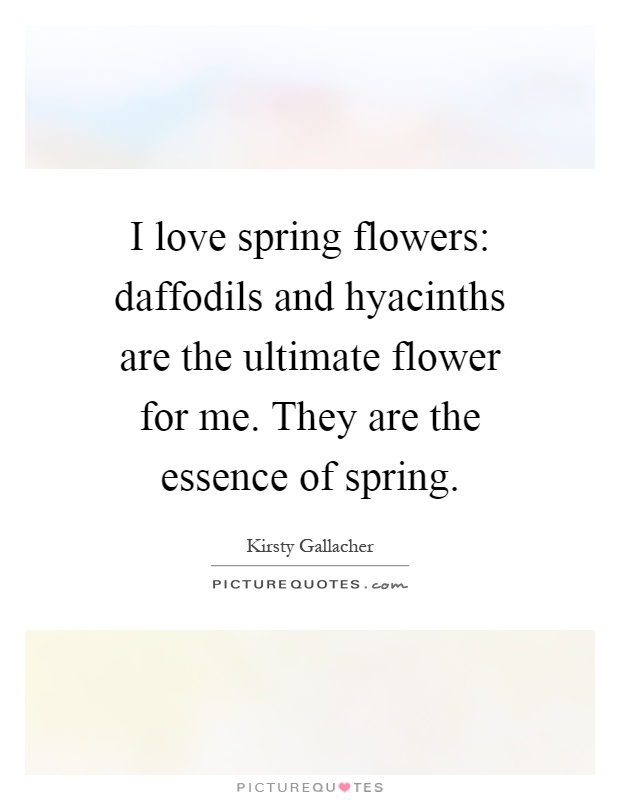 I love spring flowers: daffodils and hyacinths are the ultimate flower for me. They are the essence of spring Picture Quote #1