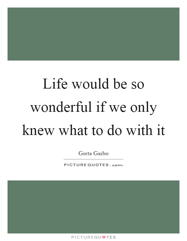 Life would be so wonderful if we only knew what to do with it Picture Quote #1