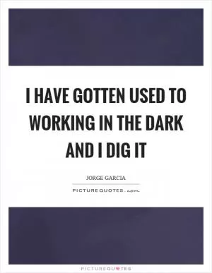 I have gotten used to working in the dark and I dig it Picture Quote #1