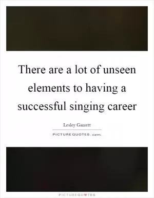 There are a lot of unseen elements to having a successful singing career Picture Quote #1