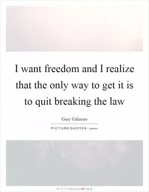 I want freedom and I realize that the only way to get it is to quit breaking the law Picture Quote #1