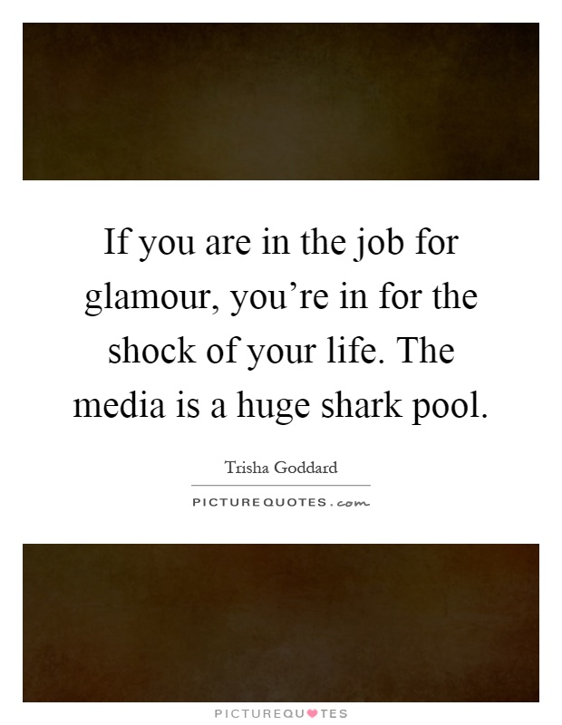 If you are in the job for glamour, you're in for the shock of your life. The media is a huge shark pool Picture Quote #1