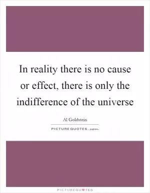 In reality there is no cause or effect, there is only the indifference of the universe Picture Quote #1