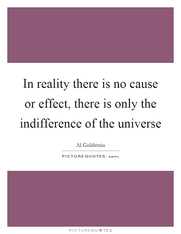 In reality there is no cause or effect, there is only the indifference of the universe Picture Quote #1