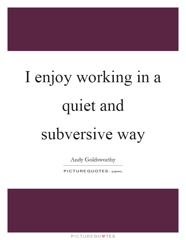 I enjoy working in a quiet and subversive way Picture Quote #1