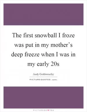 The first snowball I froze was put in my mother’s deep freeze when I was in my early 20s Picture Quote #1