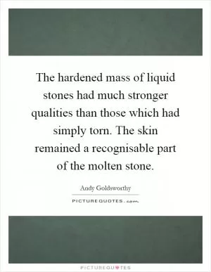 The hardened mass of liquid stones had much stronger qualities than those which had simply torn. The skin remained a recognisable part of the molten stone Picture Quote #1