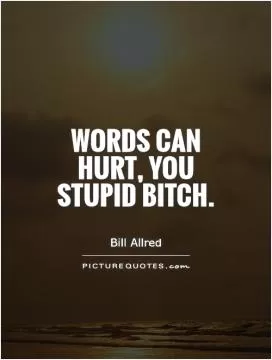 Words can hurt, you stupid bitch Picture Quote #1