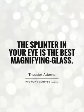 The splinter in your eye is the best magnifying-glass Picture Quote #1