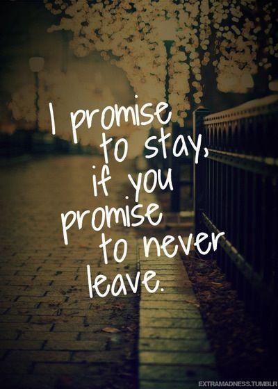 I promise to stay, if you promise to never leave Picture Quote #1