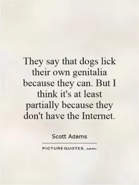 They say that dogs lick their own genitalia because they can. But I think it's at least partially because they don't have the Internet Picture Quote #1