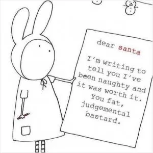 Dear Santa, I’m writing to tell you I’ve been naughty and it was worth it. You fat, judgmental bastard Picture Quote #1