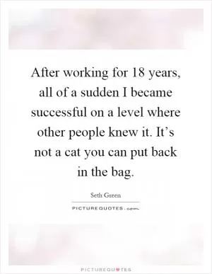 After working for 18 years, all of a sudden I became successful on a level where other people knew it. It’s not a cat you can put back in the bag Picture Quote #1