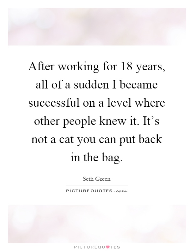 After working for 18 years, all of a sudden I became successful on a level where other people knew it. It's not a cat you can put back in the bag Picture Quote #1