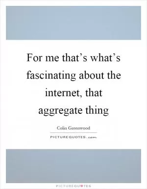 For me that’s what’s fascinating about the internet, that aggregate thing Picture Quote #1