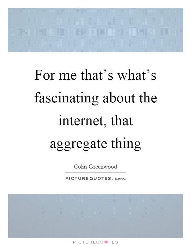 For me that's what's fascinating about the internet, that aggregate thing Picture Quote #1