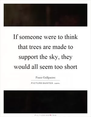 If someone were to think that trees are made to support the sky, they would all seem too short Picture Quote #1