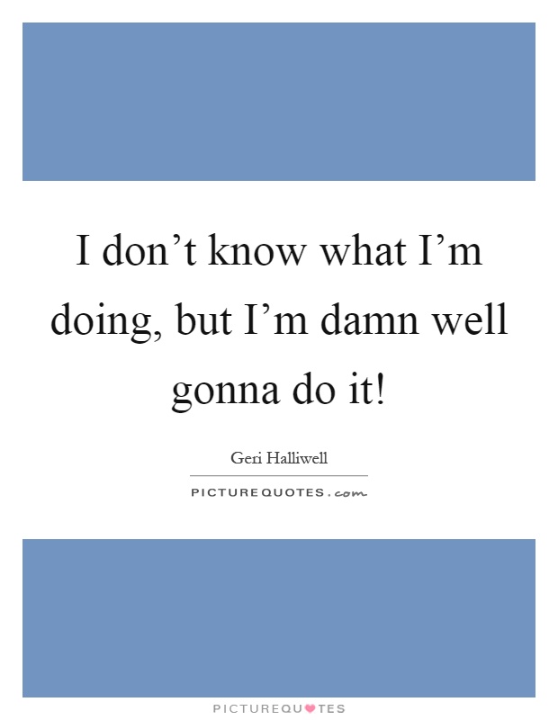 I don't know what I'm doing, but I'm damn well gonna do it! Picture Quote #1