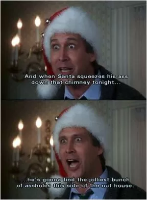 And when Santa squeezes his fat as down that chimney tonight... he’s gonna find the jolliest bunch of assholes this side of the nut house Picture Quote #1