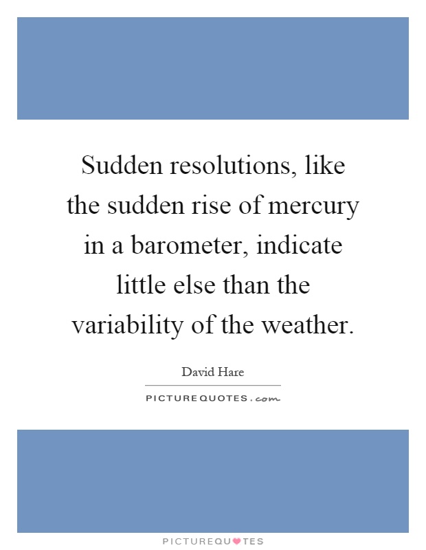 Sudden resolutions, like the sudden rise of mercury in a barometer, indicate little else than the variability of the weather Picture Quote #1