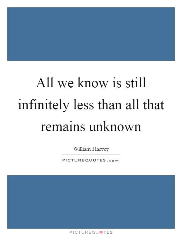 All we know is still infinitely less than all that remains unknown Picture Quote #1