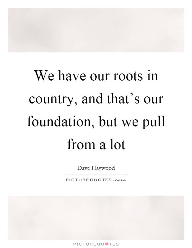 We have our roots in country, and that's our foundation, but we pull from a lot Picture Quote #1