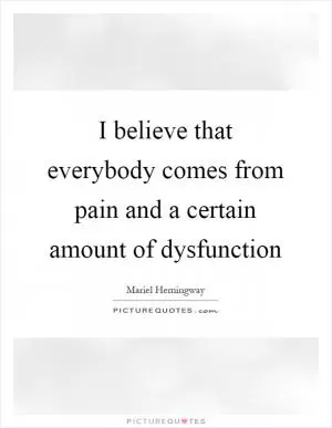 I believe that everybody comes from pain and a certain amount of dysfunction Picture Quote #1