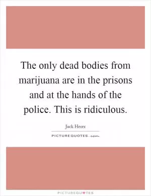 The only dead bodies from marijuana are in the prisons and at the hands of the police. This is ridiculous Picture Quote #1
