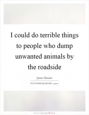 I could do terrible things to people who dump unwanted animals by the roadside Picture Quote #1