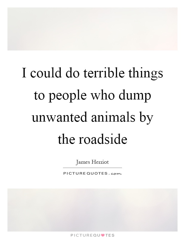 I could do terrible things to people who dump unwanted animals by the roadside Picture Quote #1