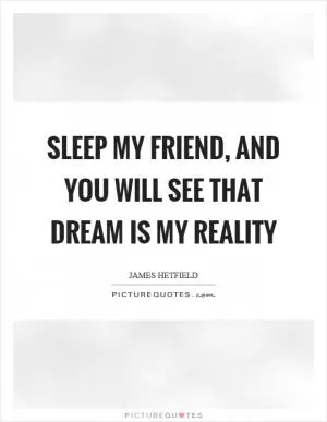 Sleep my friend, and you will see that dream is my reality Picture Quote #1
