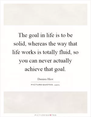 The goal in life is to be solid, whereas the way that life works is totally fluid, so you can never actually achieve that goal Picture Quote #1
