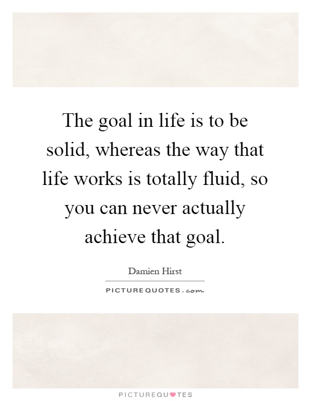 The goal in life is to be solid, whereas the way that life works is totally fluid, so you can never actually achieve that goal Picture Quote #1