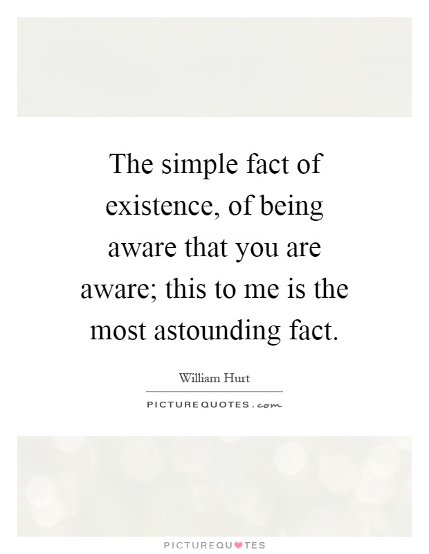 The simple fact of existence, of being aware that you are aware; this to me is the most astounding fact Picture Quote #1