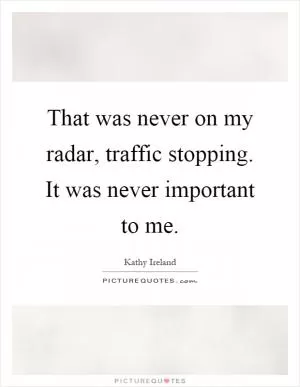 That was never on my radar, traffic stopping. It was never important to me Picture Quote #1