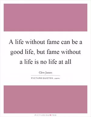 A life without fame can be a good life, but fame without a life is no life at all Picture Quote #1