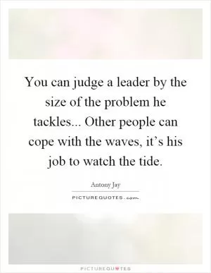 You can judge a leader by the size of the problem he tackles... Other people can cope with the waves, it’s his job to watch the tide Picture Quote #1