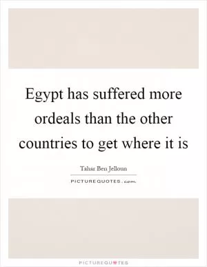 Egypt has suffered more ordeals than the other countries to get where it is Picture Quote #1