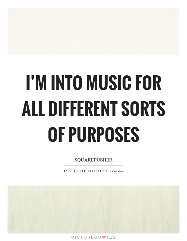 I'm into music for all different sorts of purposes Picture Quote #1
