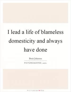 I lead a life of blameless domesticity and always have done Picture Quote #1