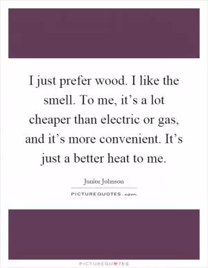 I just prefer wood. I like the smell. To me, it’s a lot cheaper than electric or gas, and it’s more convenient. It’s just a better heat to me Picture Quote #1