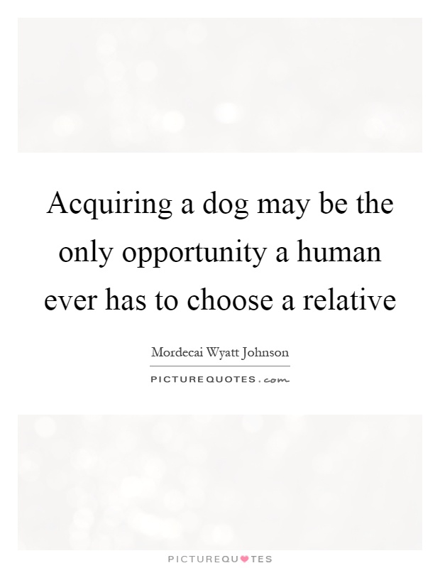 Acquiring a dog may be the only opportunity a human ever has to choose a relative Picture Quote #1