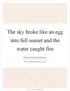The sky broke like an egg into full sunset and the water caught fire Picture Quote #1