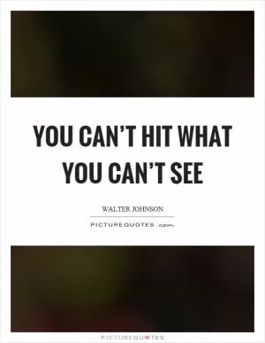 You can’t hit what you can’t see Picture Quote #1