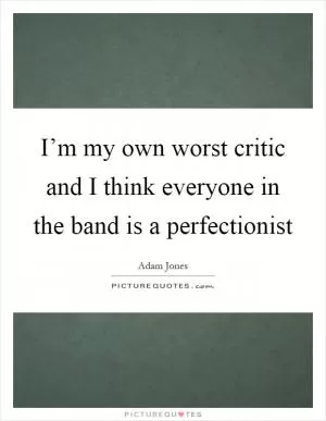 I’m my own worst critic and I think everyone in the band is a perfectionist Picture Quote #1