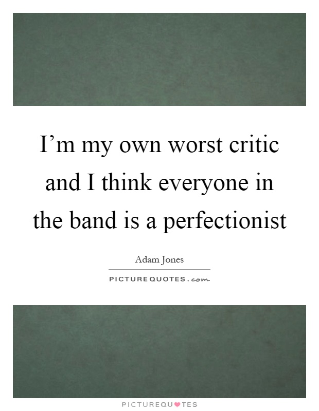 I'm my own worst critic and I think everyone in the band is a perfectionist Picture Quote #1
