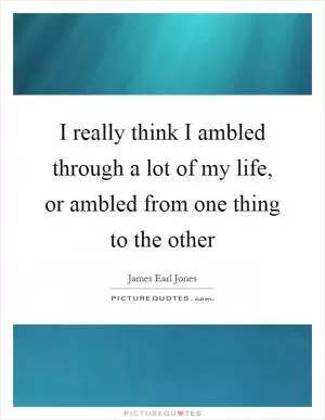 I really think I ambled through a lot of my life, or ambled from one thing to the other Picture Quote #1