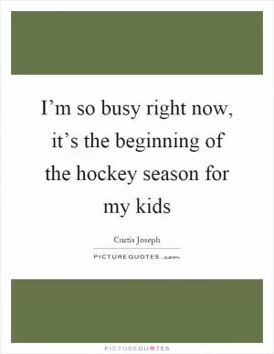 I’m so busy right now, it’s the beginning of the hockey season for my kids Picture Quote #1