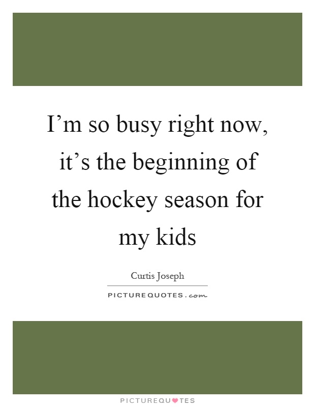 I'm so busy right now, it's the beginning of the hockey season for my kids Picture Quote #1