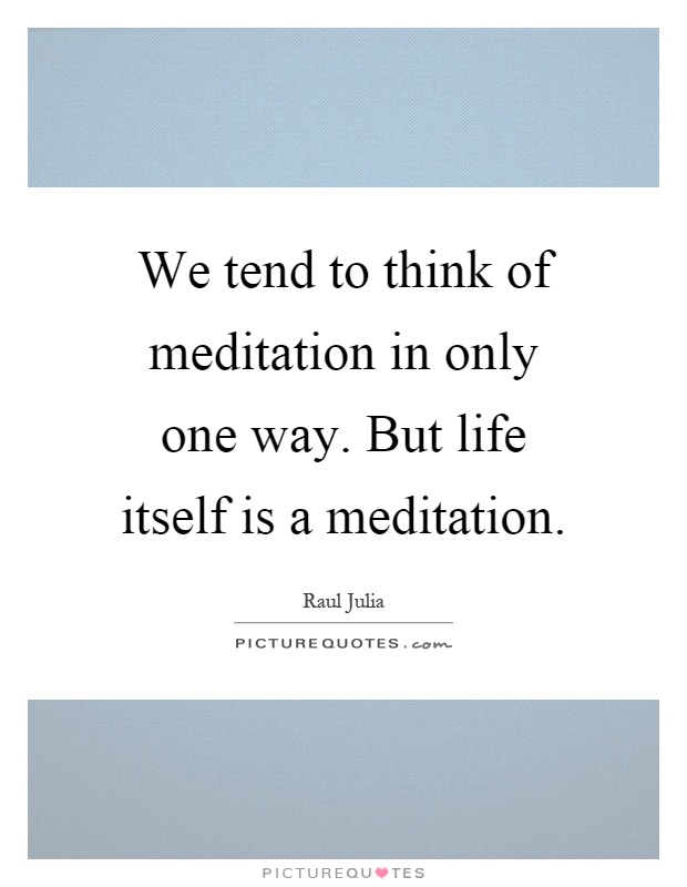 We tend to think of meditation in only one way. But life itself is a meditation Picture Quote #1